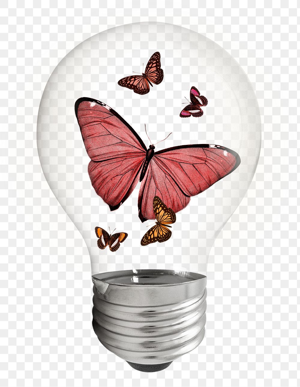 Butterflies bulb png sticker, insect, aesthetic design on transparent background