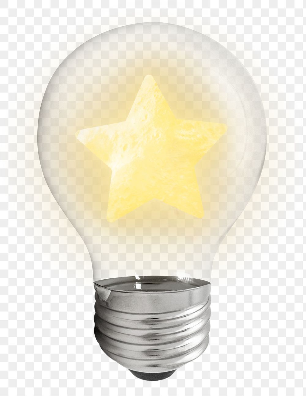 Glowing star png icon light bulb sticker, favorite symbol graphic on transparent background