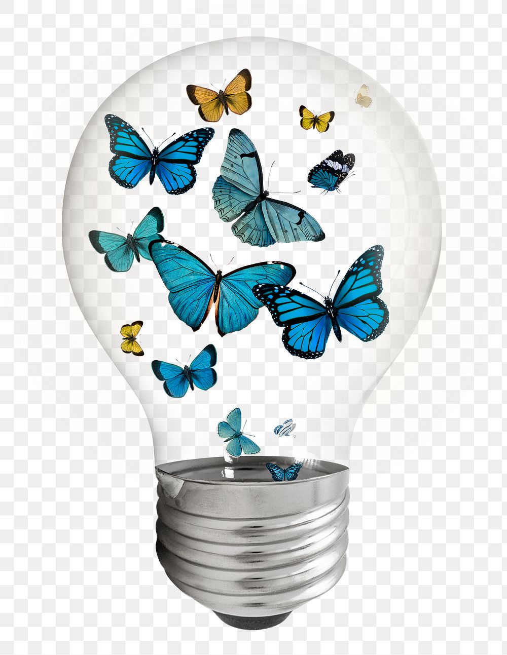 Butterflies bulb png sticker, insect, aesthetic design on transparent background