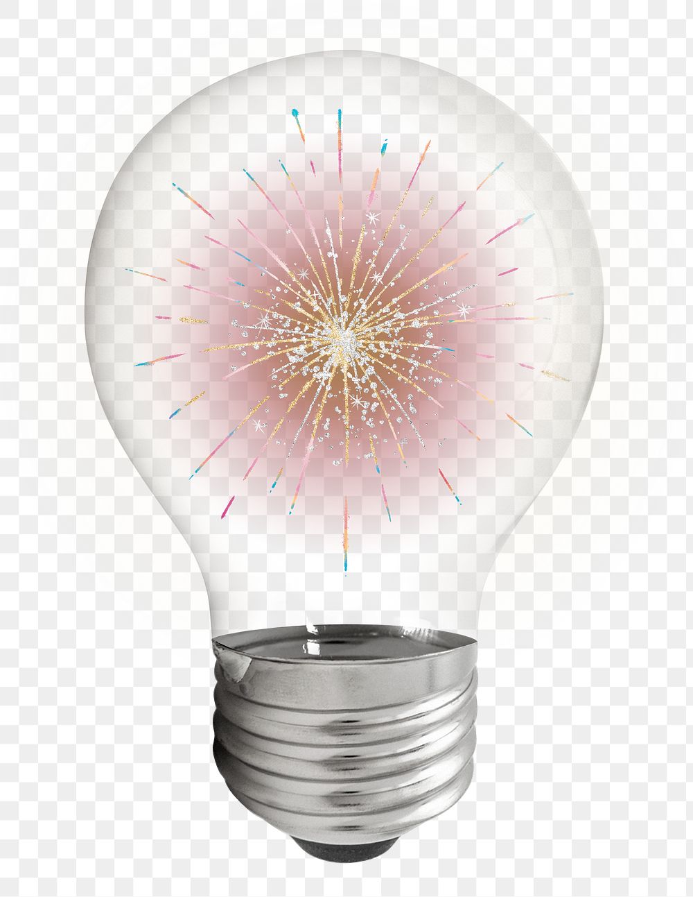 Fireworks png sticker, light bulb celebration creative remix on transparent background