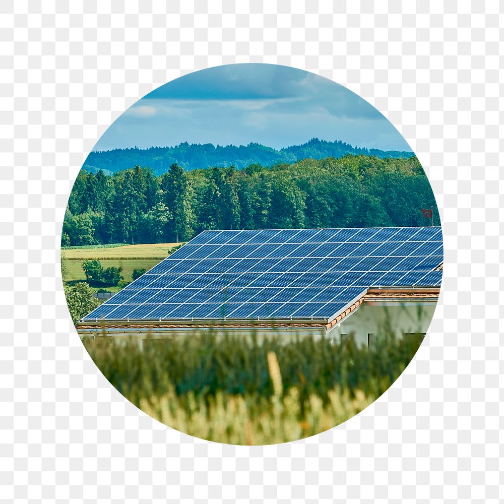 Solar panel png badge sticker, sustainable environment photo, transparent background