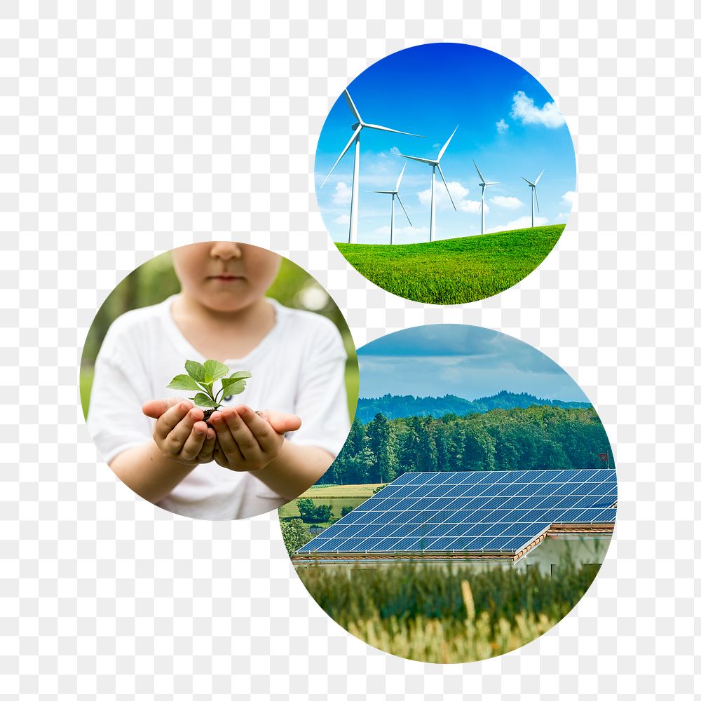 Renewable energy png badge sticker, sustainable environment photo, transparent background