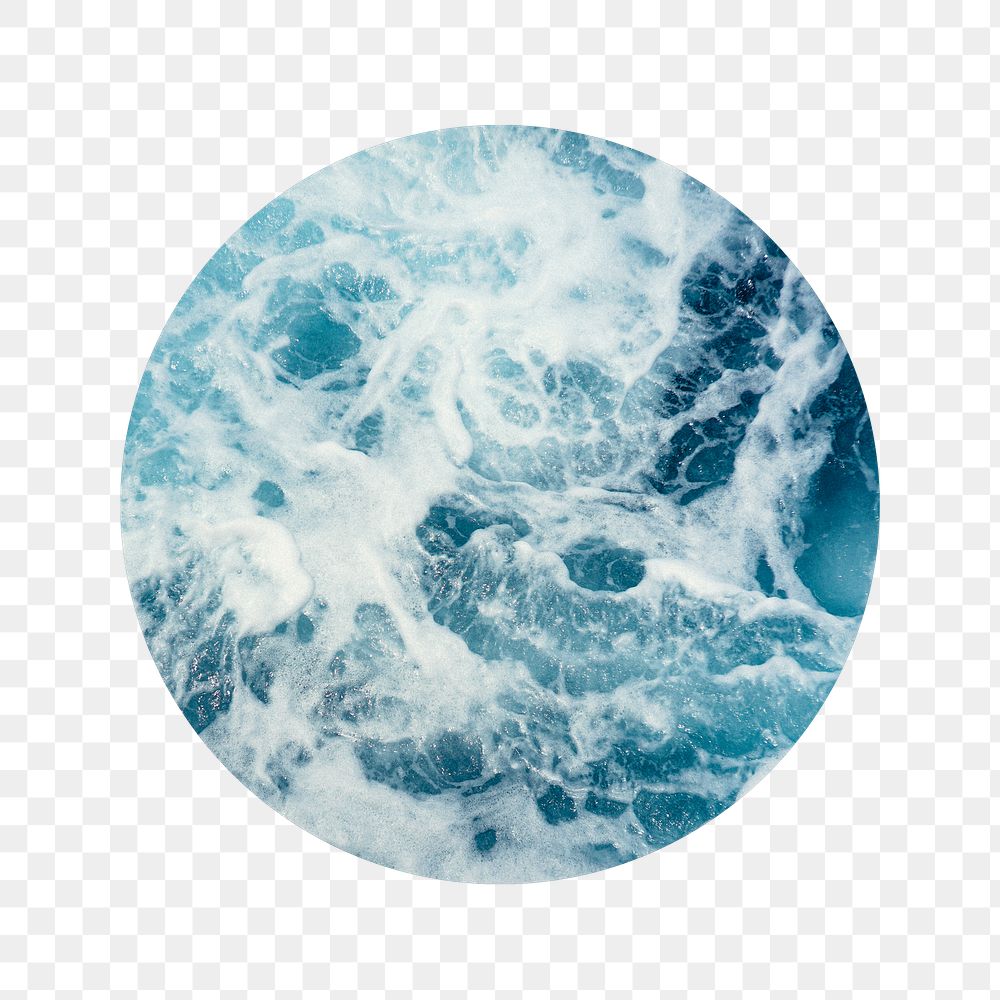Ocean wave png badge sticker, environment photo, transparent background