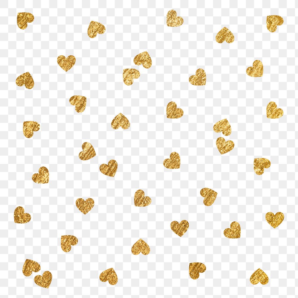 Png gold glittery heart sticker, cute Valentine's graphic, transparent background