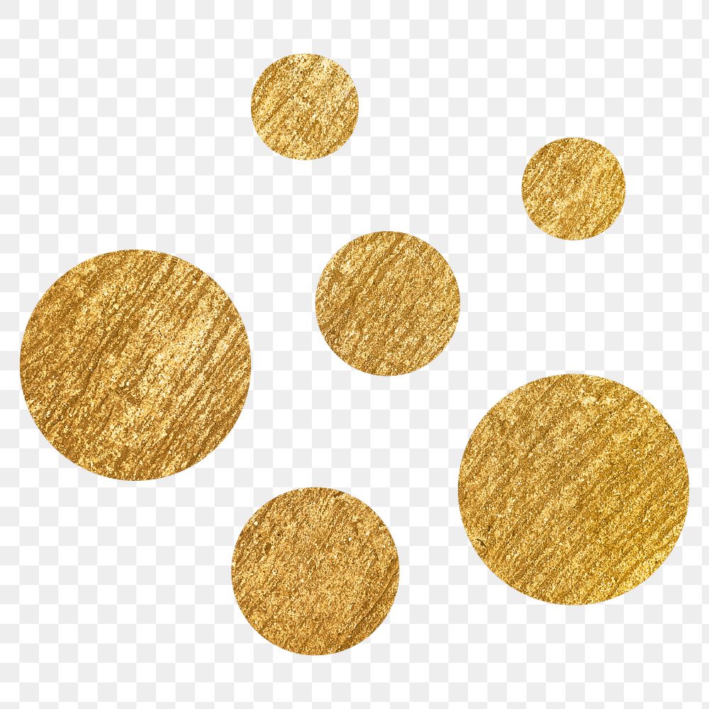 Aesthetic dots png sticker, gold metallic geometric shape, transparent background