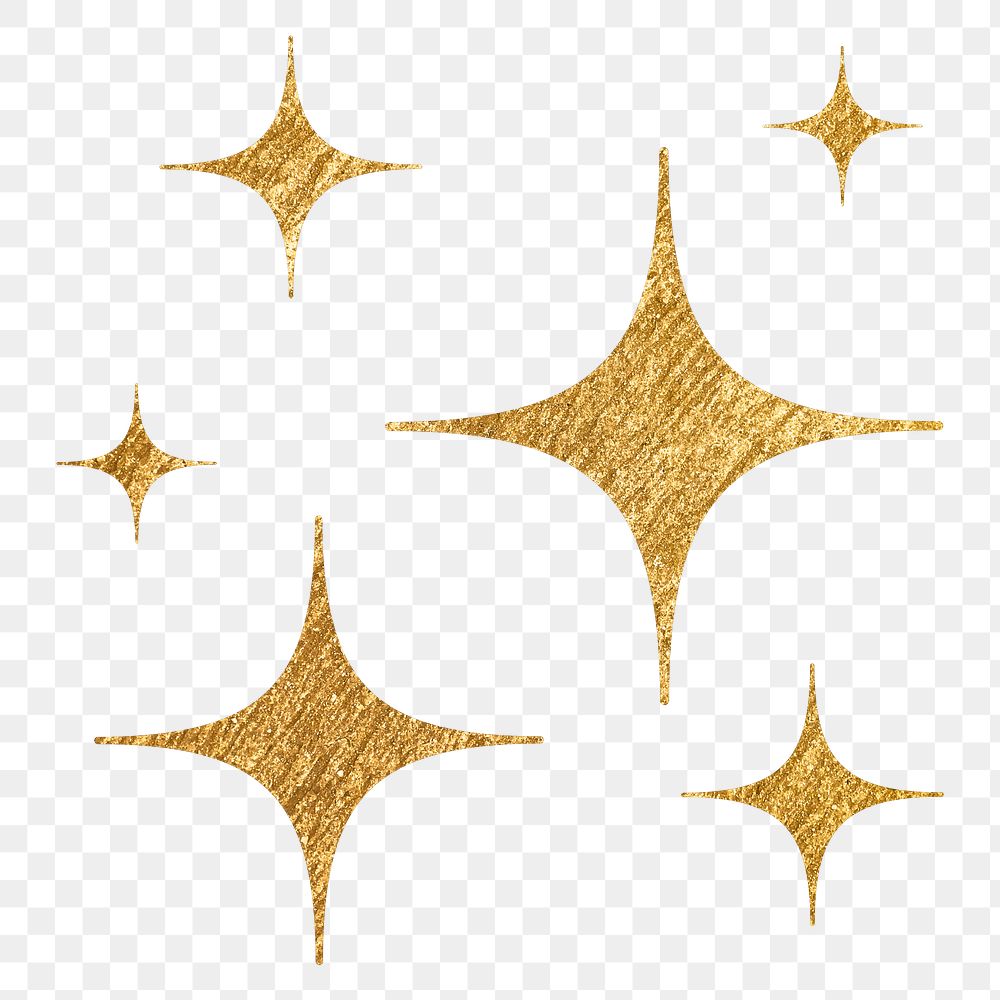 Gold sparkle png sticker, metallic effect in aesthetic design, transparent background