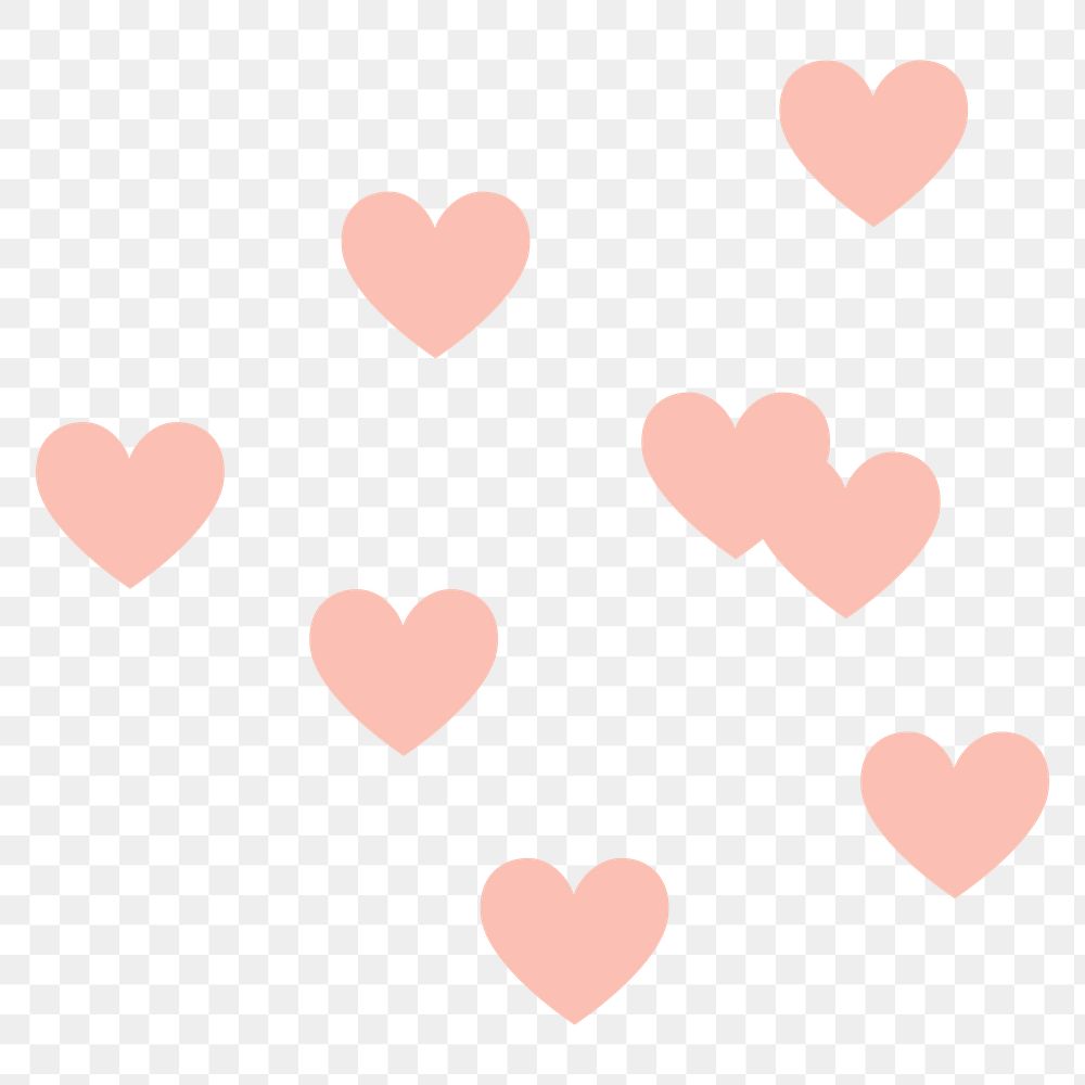 Pastel hearts png sticker, cute flat graphic on transparent background