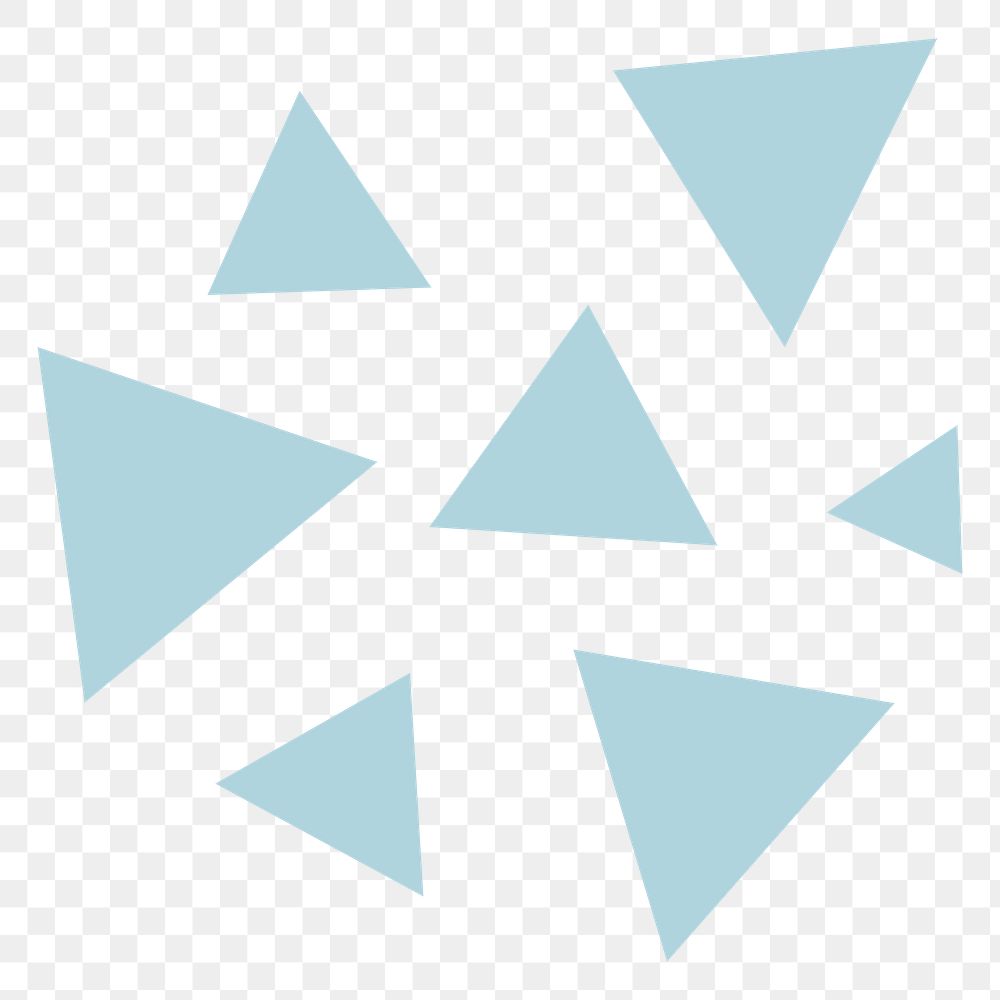 Blue triangles png sticker, geometric shape in flat design, transparent background