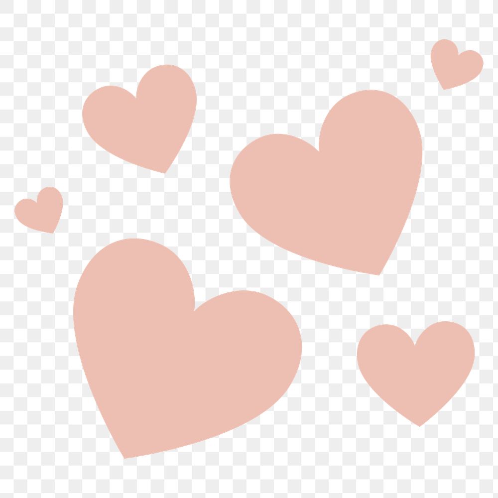 Pastel hearts png sticker, cute flat graphic on transparent background