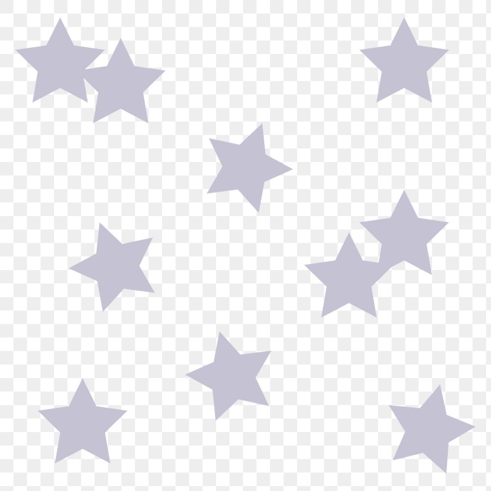 Purple stars png sticker, cute pastel shape graphic, transparent background