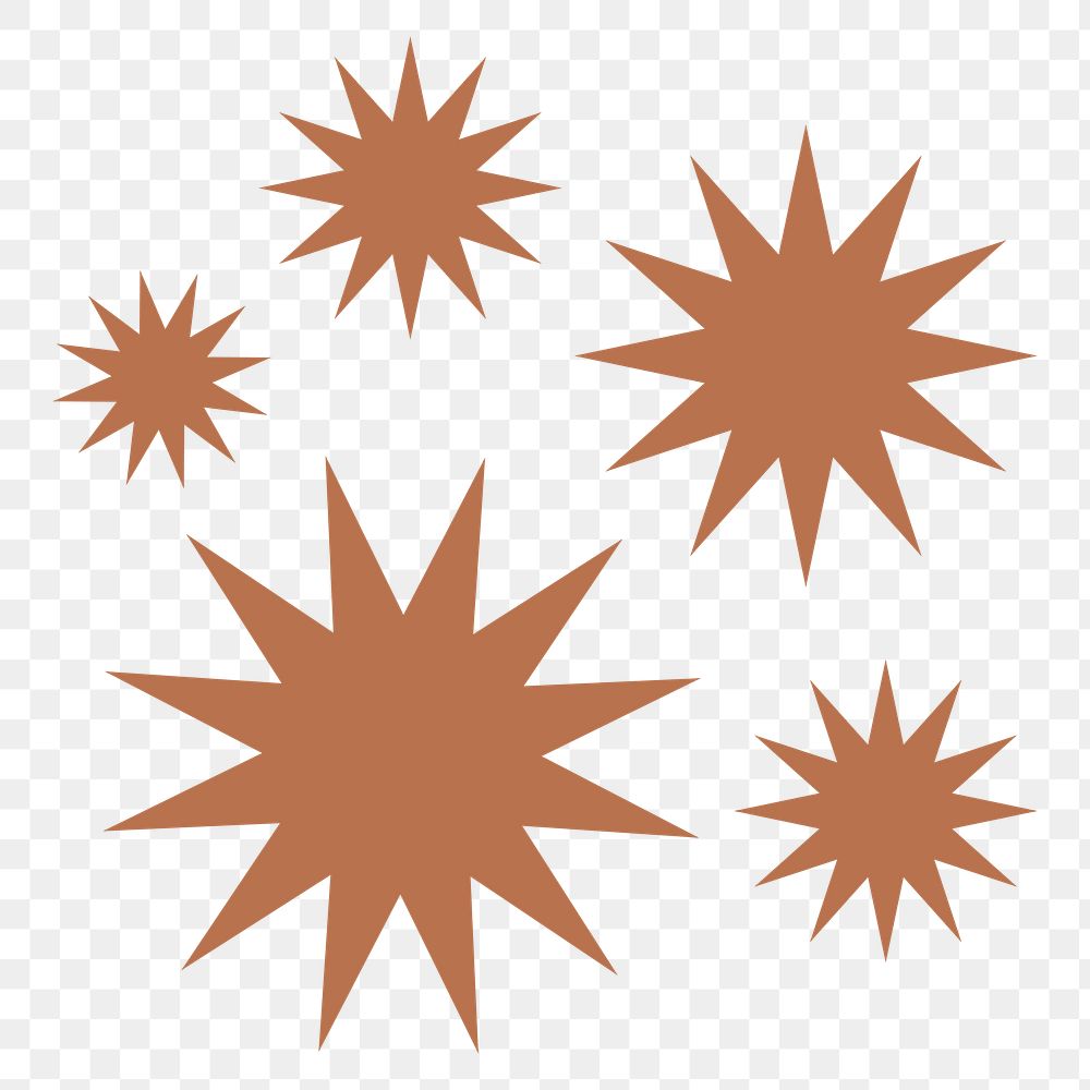 Brown sunburst png icon sticker, flat geometric shape on transparent background