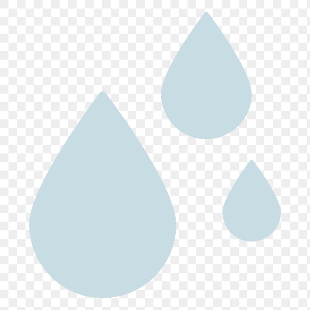 Png blue water drop sticker, flat icon design on transparent background