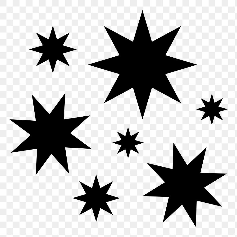 Black starburst png icon sticker, flat geometric shape on transparent background
