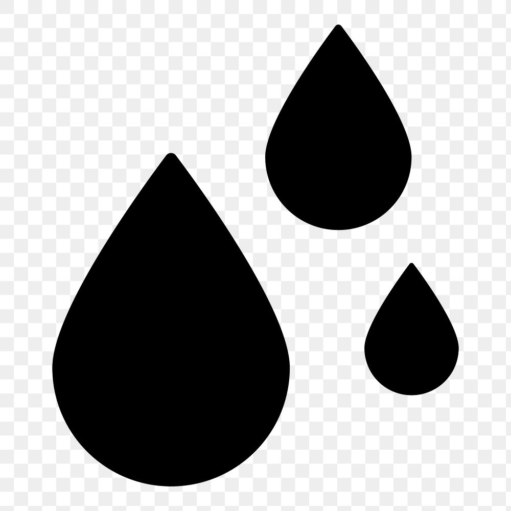 Png black water drop sticker, flat icon design on transparent background