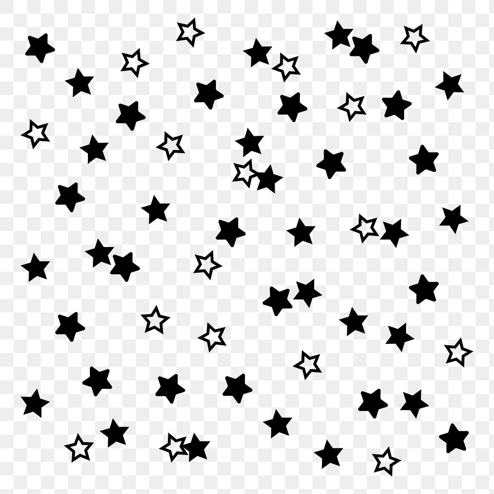 Black stars png sticker, flat shape graphic on transparent background