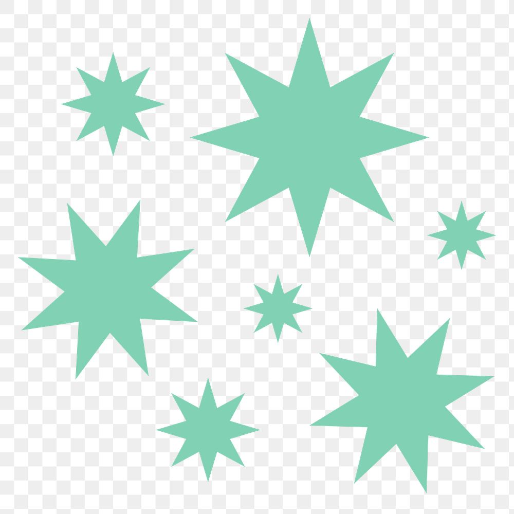 Green starburst png icon sticker, flat geometric shape on transparent background