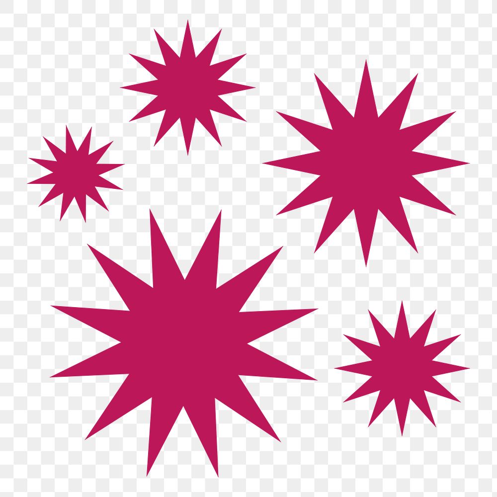Pink sunburst png icon sticker, flat geometric shape on transparent background