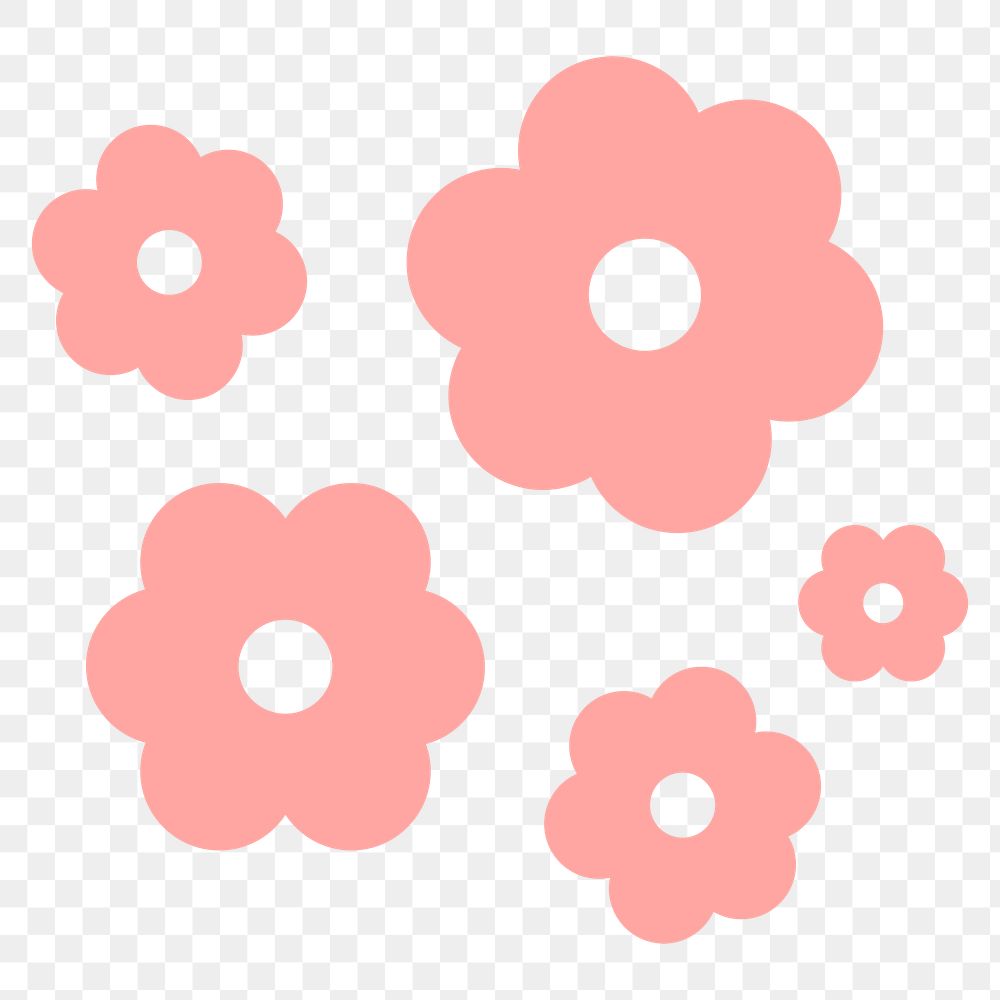 Pink flower png sticker, cute flat graphic on transparent background