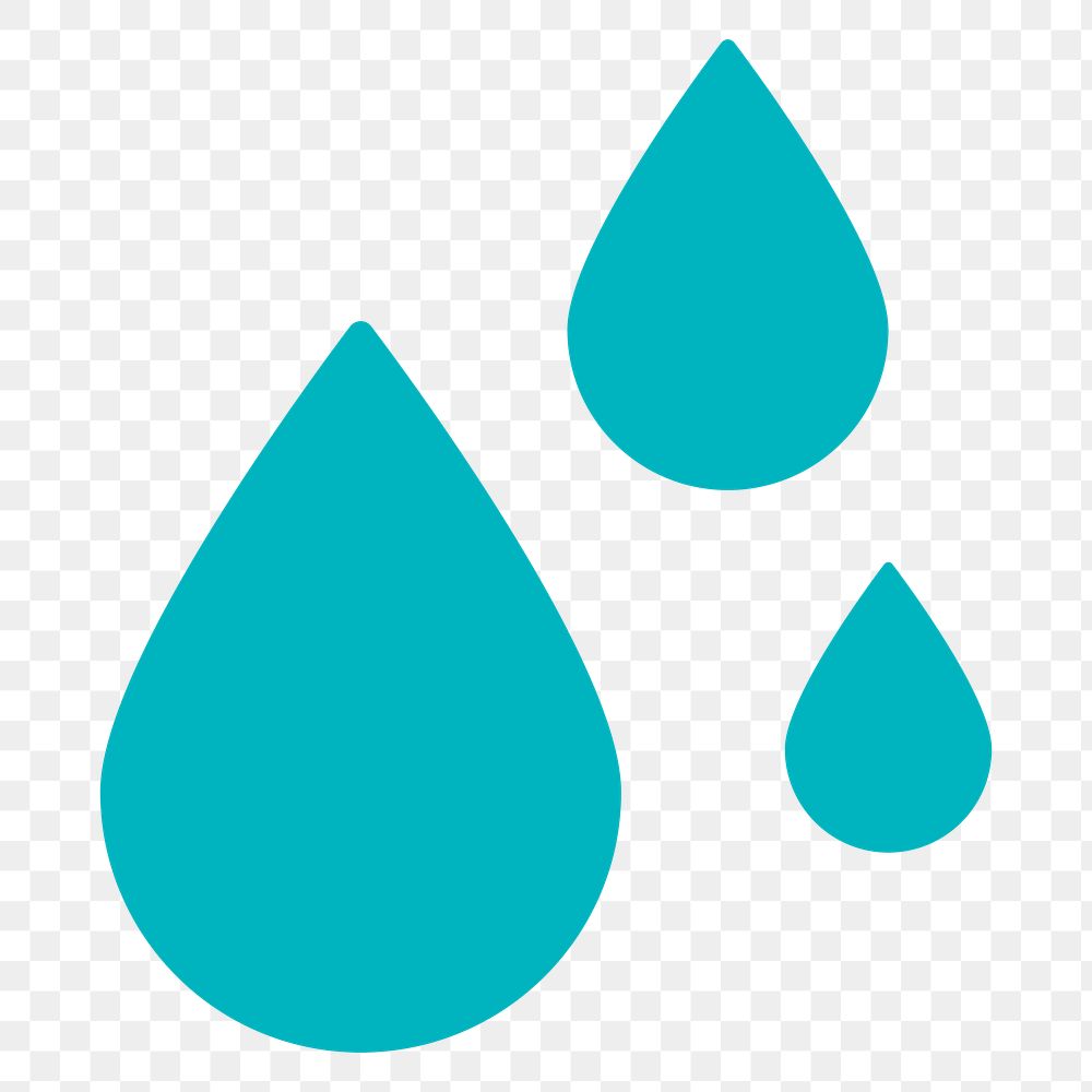 Png blue water drop sticker, flat icon design on transparent background