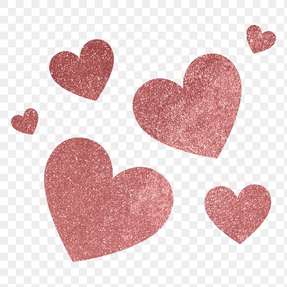 Pink hearts png sticker, glittery aesthetic design on transparent background