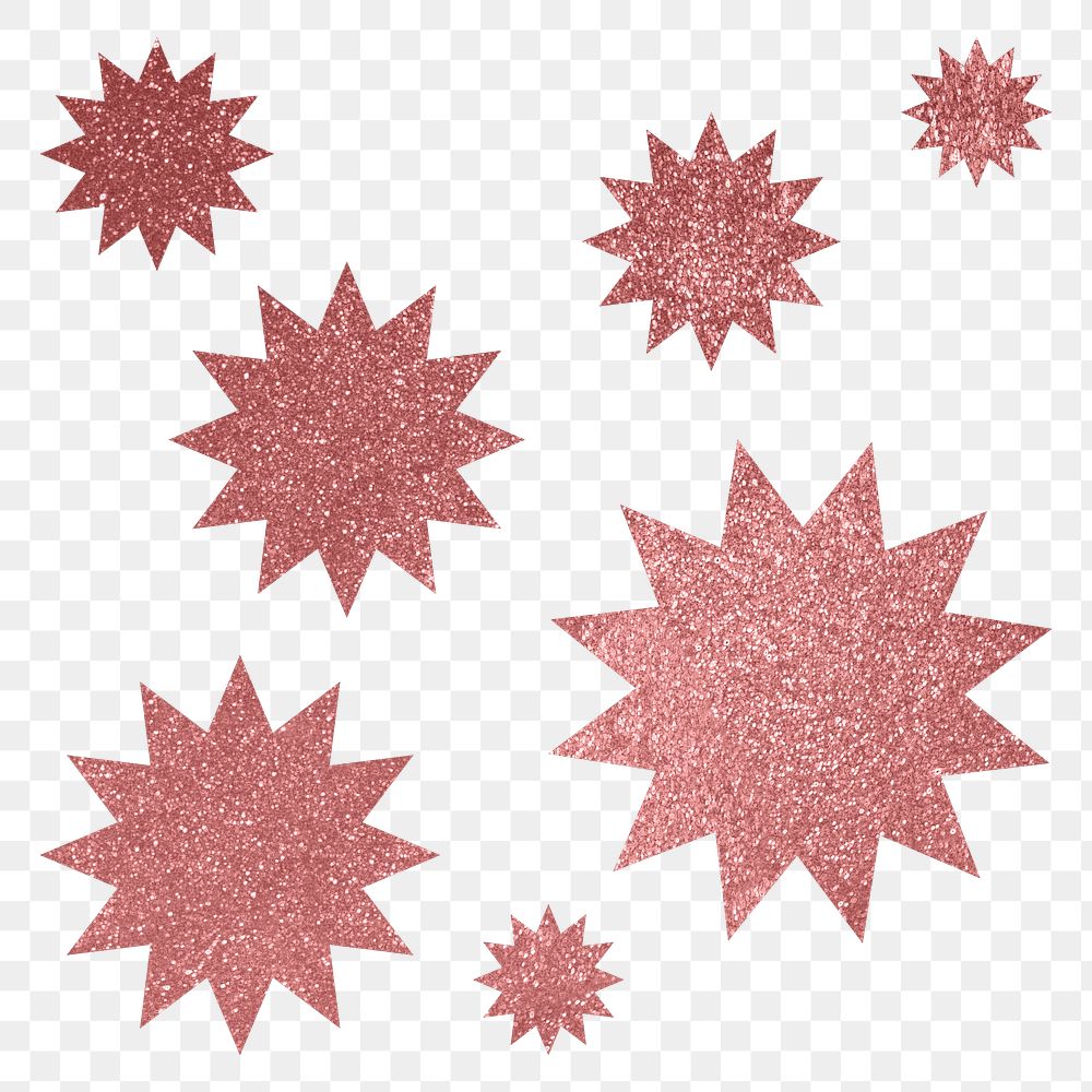 Glittery sunburst png icon sticker, pink geometric shape on transparent background