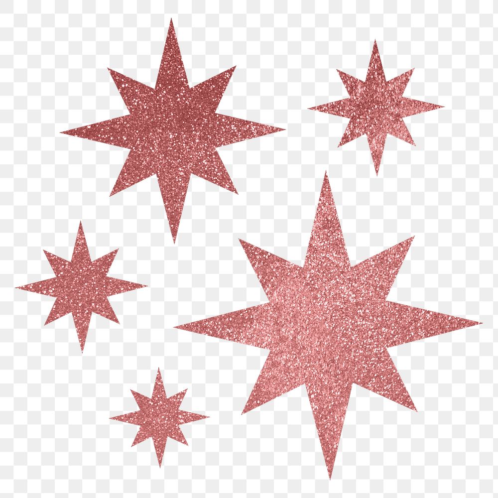 Glittery starburst png icon sticker, pink geometric shape on transparent background