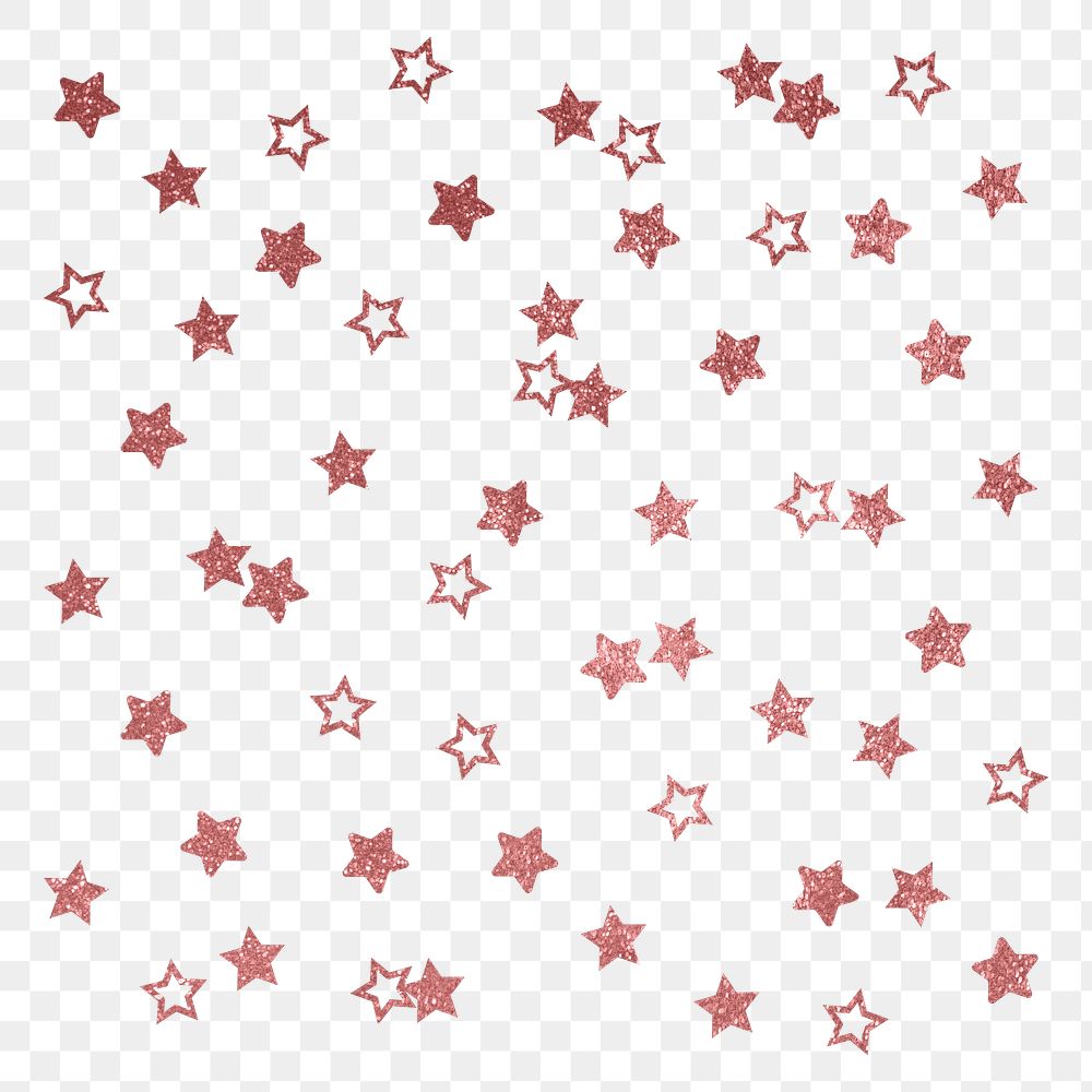 Png pink sparkly stars sticker, aesthetic shape, transparent background