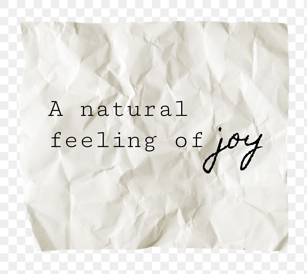 Happiness png quote, DIY crumpled paper in transparent background