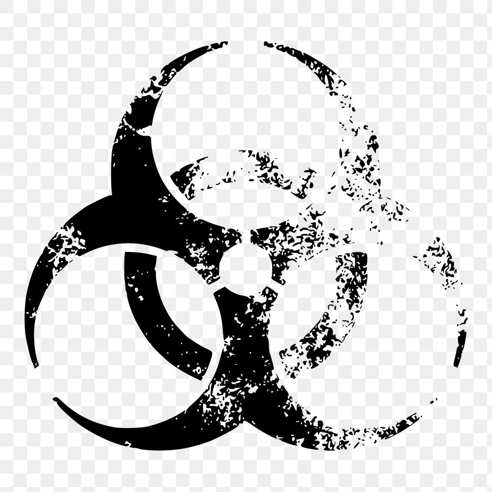 Biohazard symbol png sticker, grunge design on transparent background. Free public domain CC0 image.