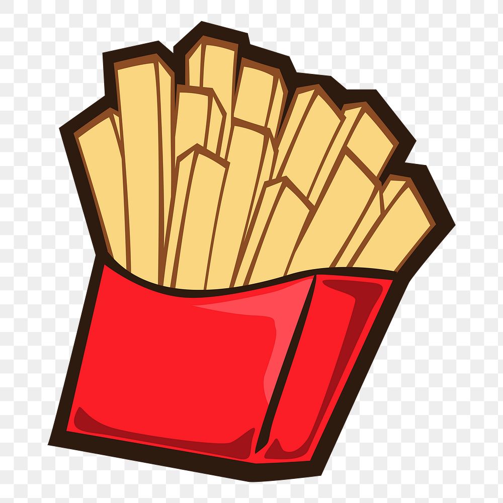 French fries png sticker, fast food illustration on transparent background. Free public domain CC0 image.