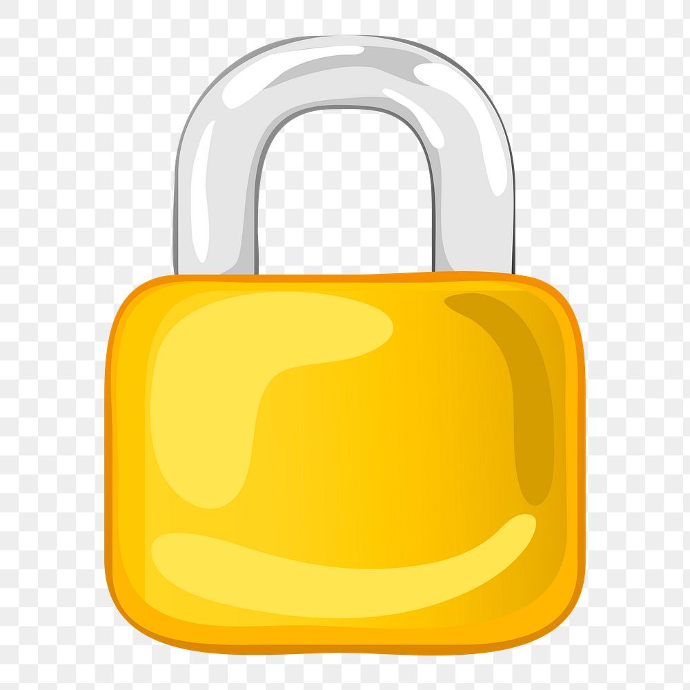 Yellow padlock png sticker, object illustration on transparent background. Free public domain CC0 image.