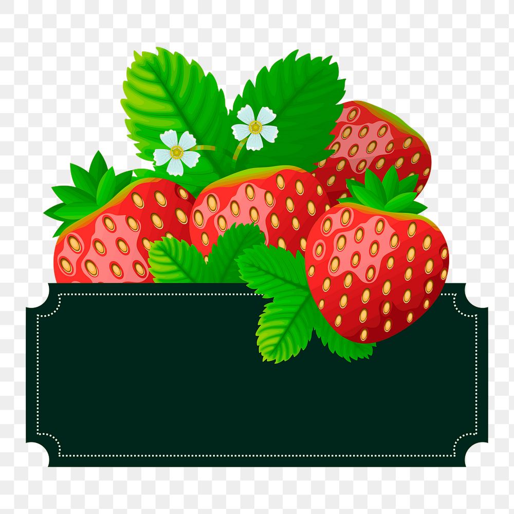 Strawberries frame png sticker, fruit illustration on transparent background. Free public domain CC0 image.