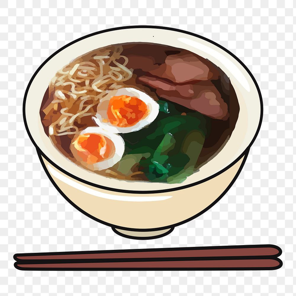 Ramen noodle png sticker, Japanese food illustration on transparent background. Free public domain CC0 image.