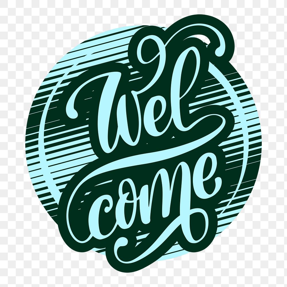 Welcome typography png sticker, retro illustration on transparent background. Free public domain CC0 image.