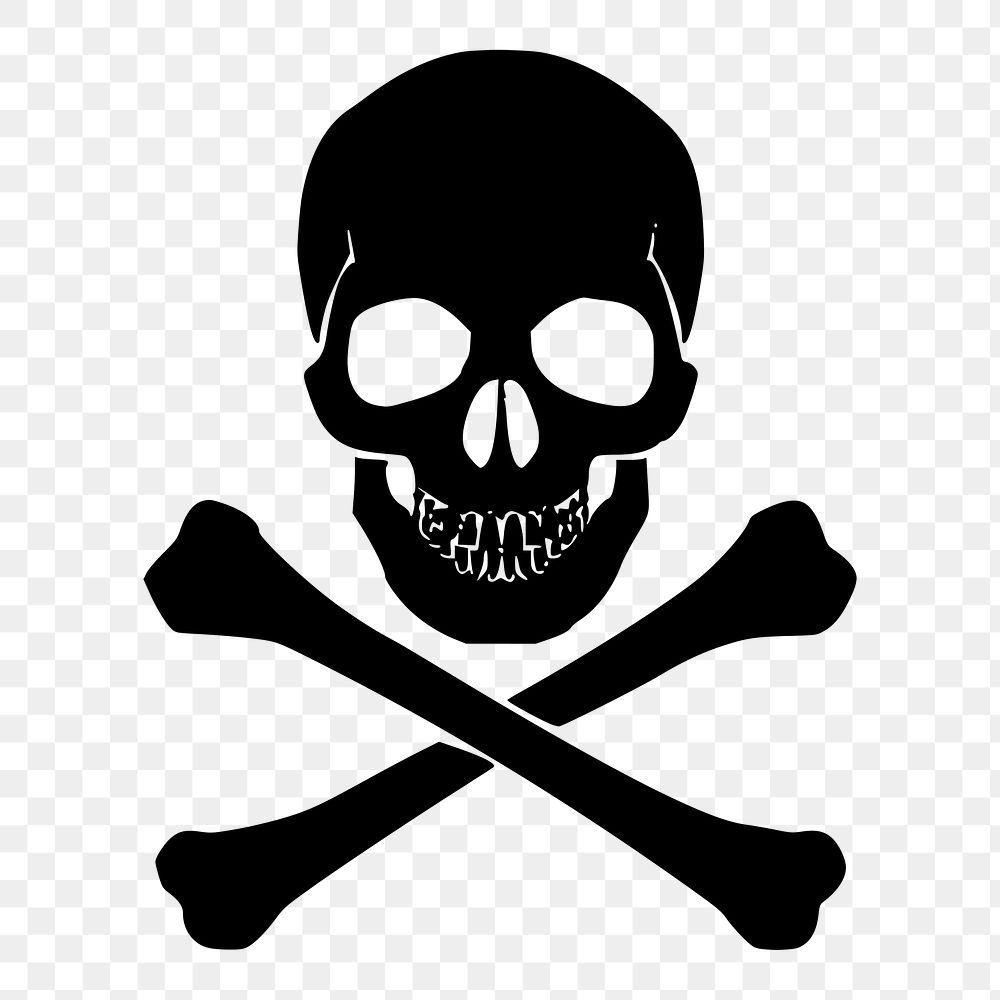 Pirate skull png sticker, silhouette illustration on transparent background. Free public domain CC0 image.
