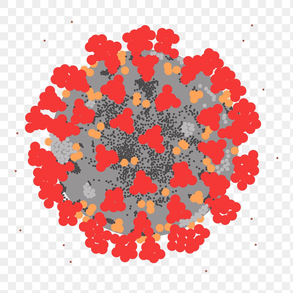 Png COVID-19 virus ultrastructure sticker, medical illustration on transparent background. Free public domain CC0 image.