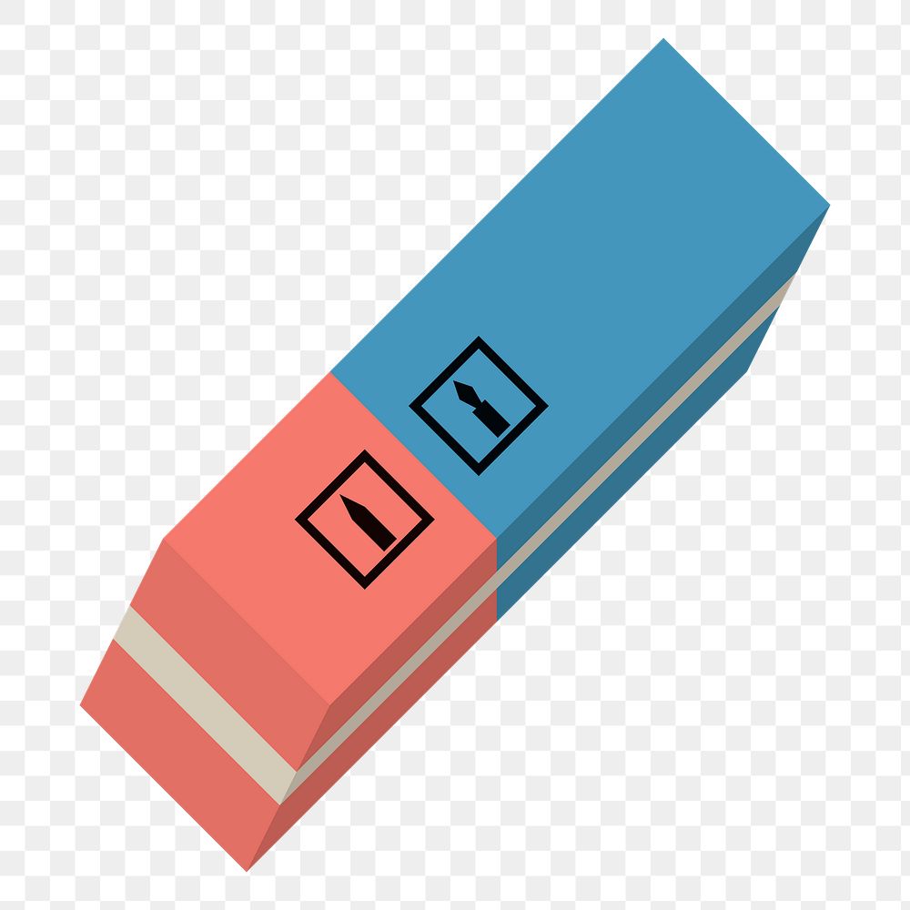Eraser png sticker, stationery illustration on transparent background. Free public domain CC0 image.