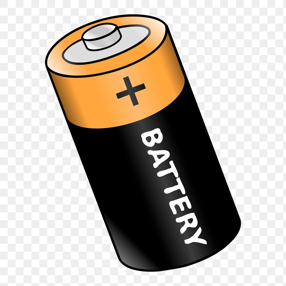 Electric battery png sticker, object illustration on transparent background. Free public domain CC0 image.
