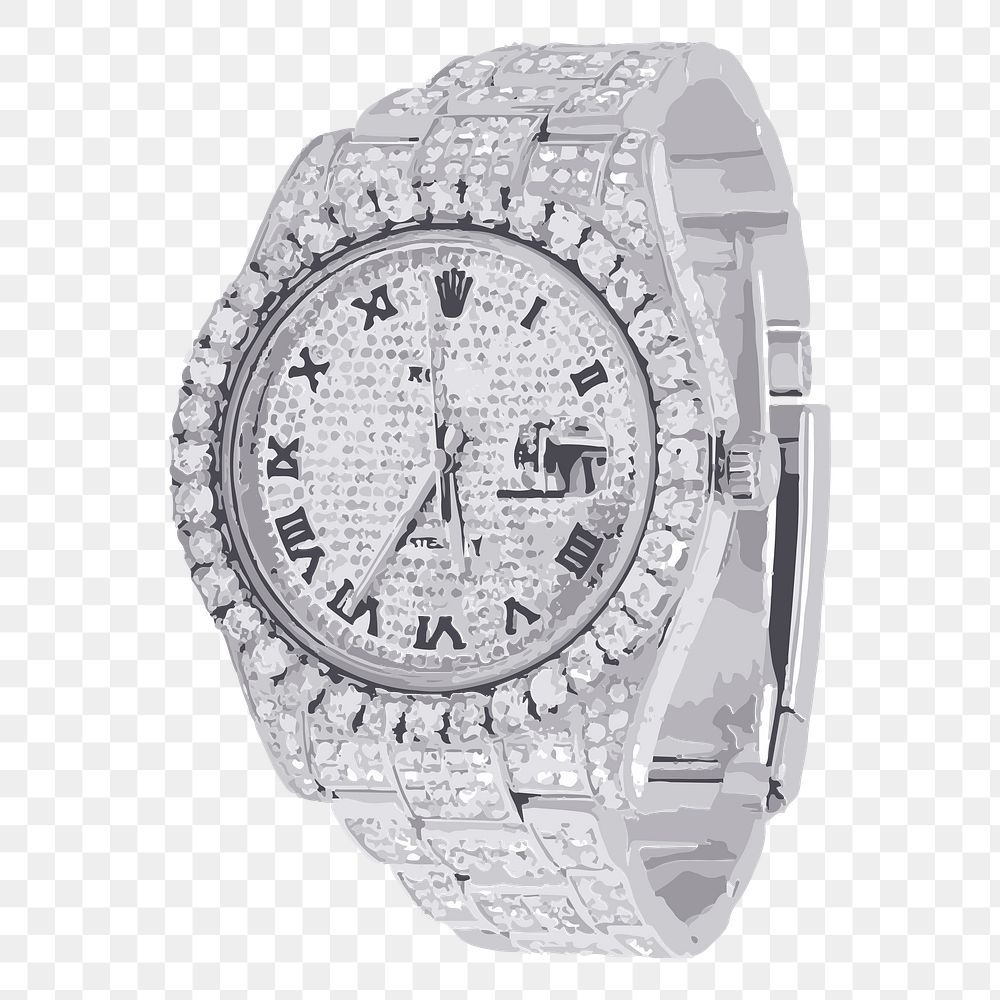 Diamond wristwatch png sticker, accessory illustration on transparent background. Free public domain CC0 image.