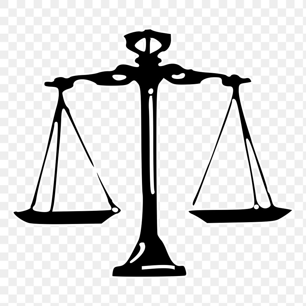 Png scales of justice sticker, object illustration on transparent background. Free public domain CC0 image.