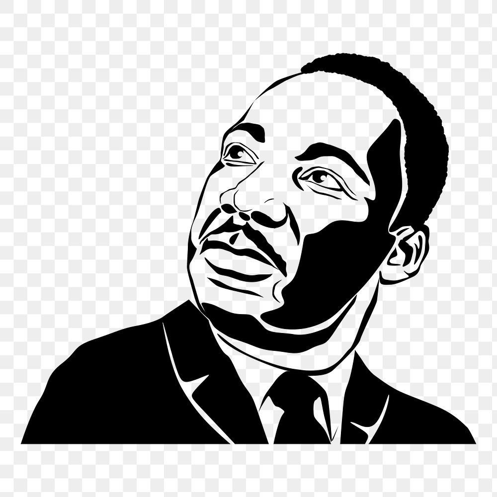 Png Martin Luther King sticker, famous person portrait on transparent background. Free public domain CC0 image.