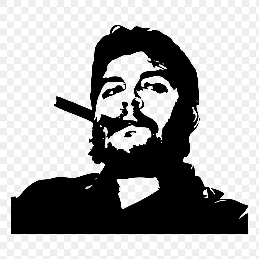 Che Guevara png smoking sticker, famous person portrait on transparent background. Free public domain CC0 image.
