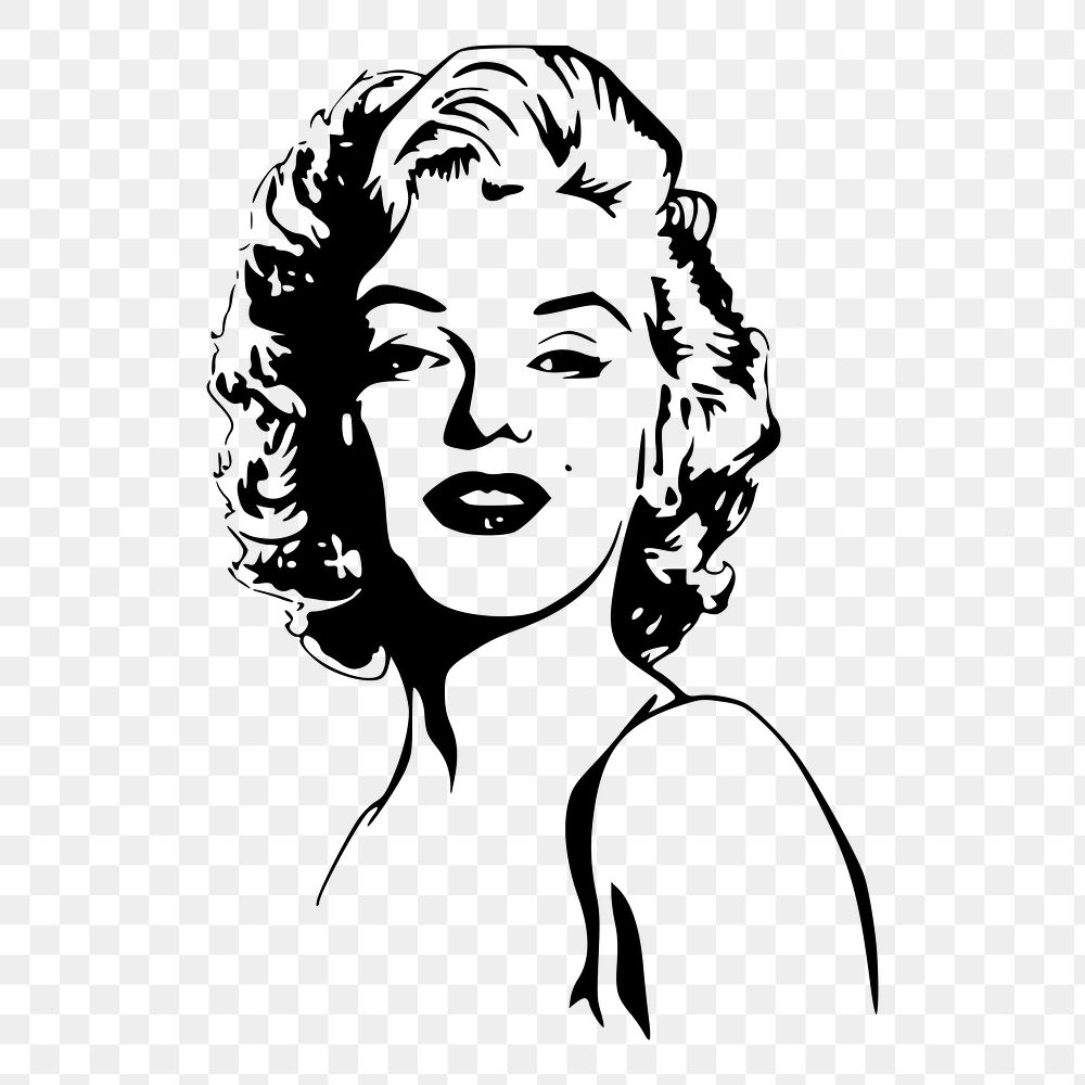 Marilyn Monroe png sticker, famous actress portrait on transparent background. Free public domain CC0 image.