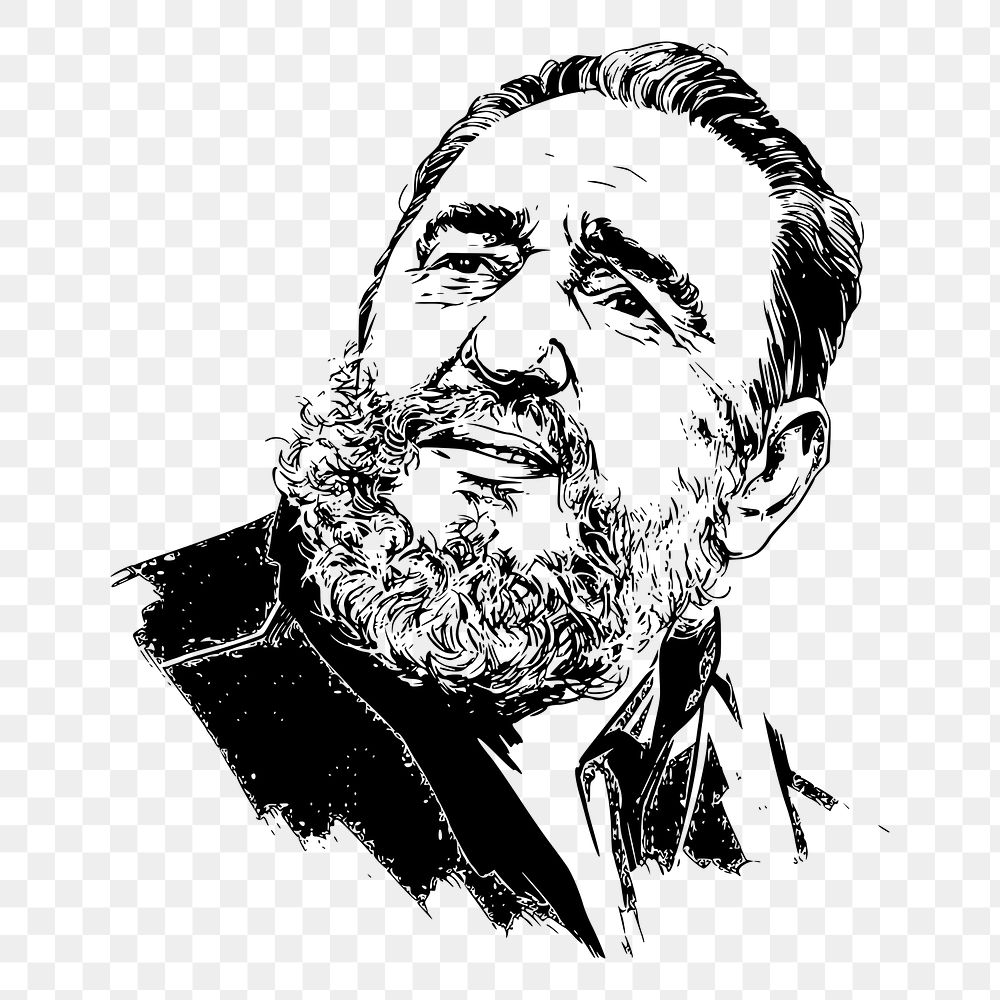 Fidel Castro png sticker, former Cuban president portrait on transparent background. Free public domain CC0 image.