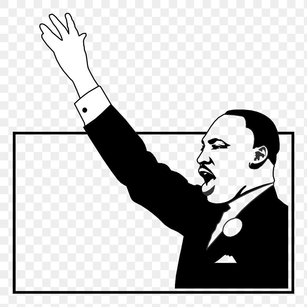 Png Martin Luther King sticker, famous person illustration on transparent background. Free public domain CC0 image.