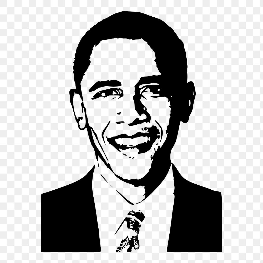 Barack Obama png sticker, US president portrait on transparent background. Free public domain CC0 image.