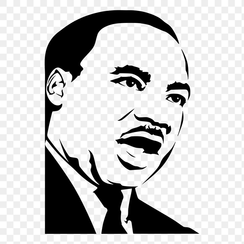 Png Martin Luther King sticker, famous person portrait on transparent background. Free public domain CC0 image.