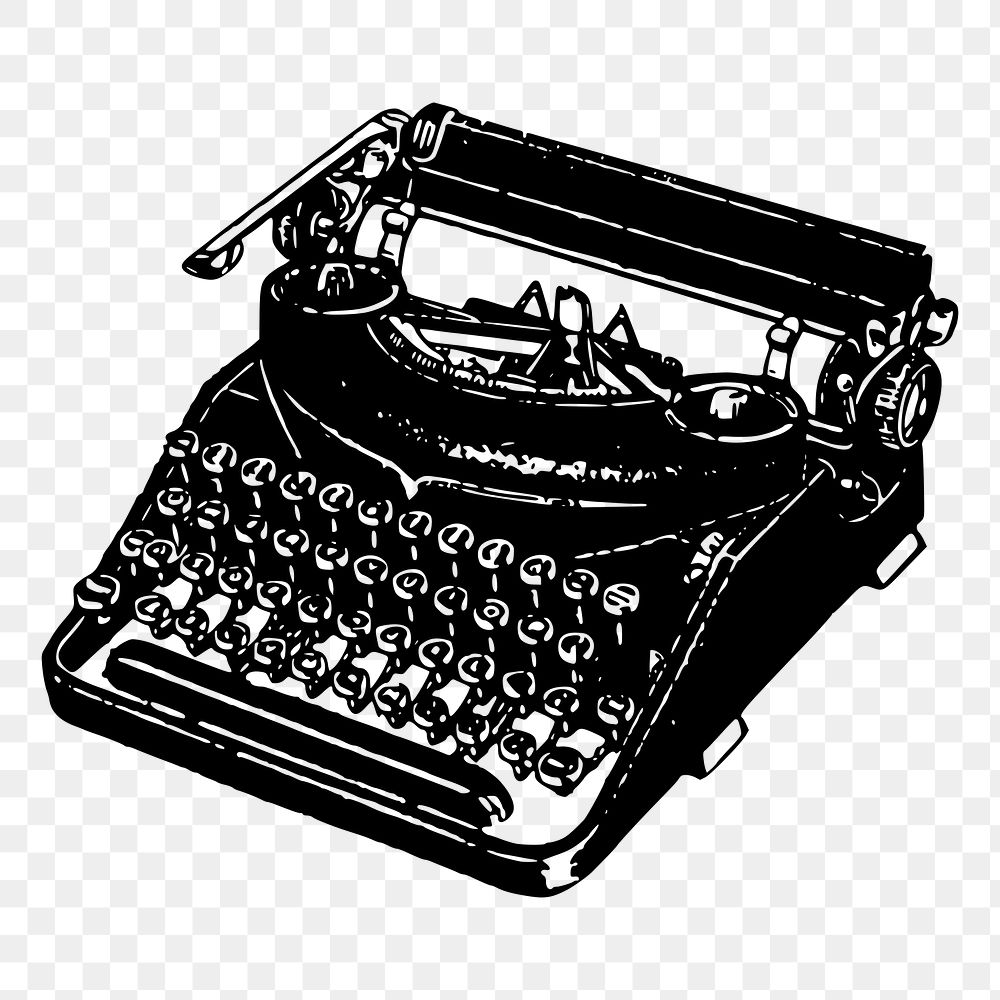 Typewriter png sticker, vintage machine illustration on transparent background. Free public domain CC0 image.