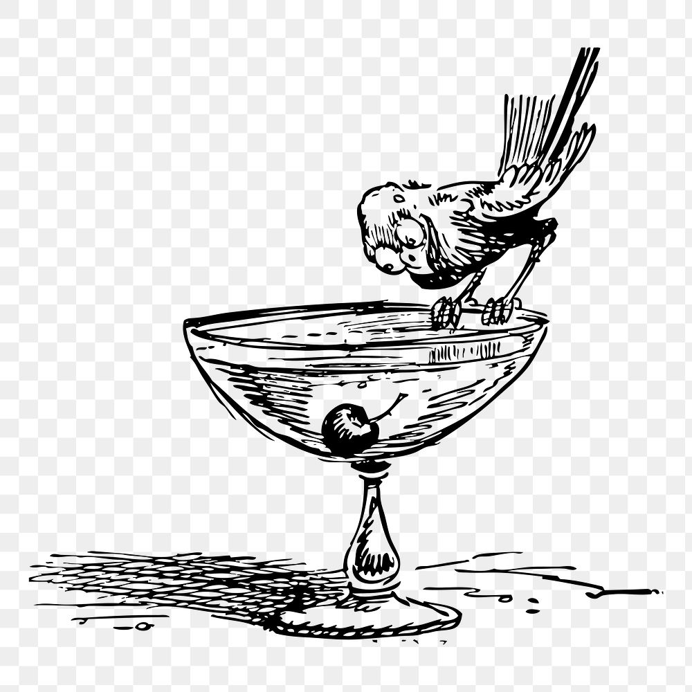 Cocktail glass png sticker, vintage alcoholic drink illustration on transparent background. Free public domain CC0 image.