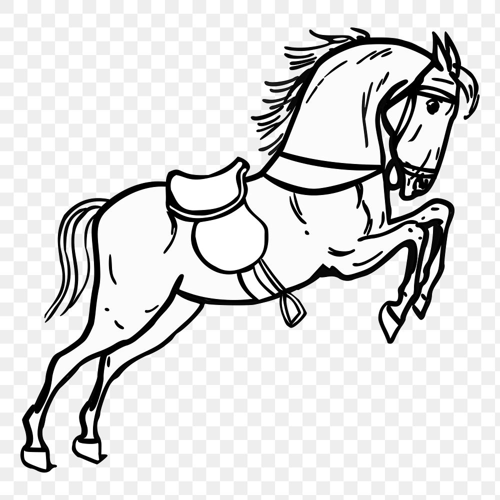 Jumping horse png sticker, vintage animal illustration on transparent background. Free public domain CC0 image.